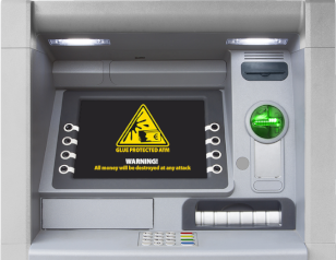 Geldautomat mit Hinweis auf GlueFusion